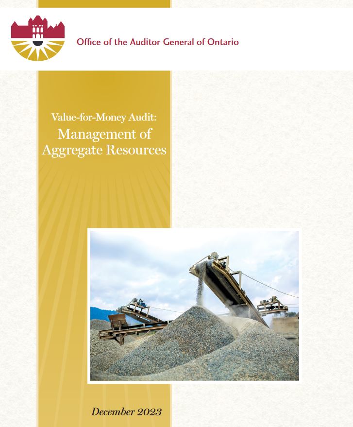 Auditor General Value-for-Money Audit: Management of Aggregate Resources